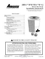 Предварительный просмотр 1 страницы Amana RHA Series Installation Instructions Manual