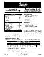 Предварительный просмотр 1 страницы Amana RHA60B2A Specification Sheet