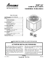 Предварительный просмотр 1 страницы Amana RHE**A2 Series Installation Instructions Manual