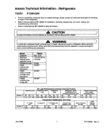 Предварительный просмотр 1 страницы Amana TSI25V Technical Information