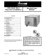 Preview for 1 page of Amana Ultra Quiet Zone Room Air Conditioner Use And Care Manual