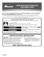 Amana YAMV1160VAB0 User Instructions preview