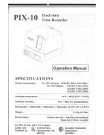 Amano PIX-10 Operation Manual preview