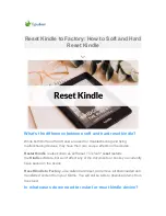 Preview for 1 page of Amazon Kindle 4 Factory Reset