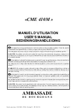 Предварительный просмотр 8 страницы Ambassade CME 410 M General Manual