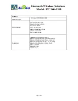 Preview for 2 page of AmbiCom Air2Net BT2000-USB Product Specifications