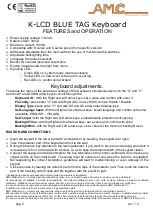 Preview for 2 page of AMC K-LCD BLUE TAG Features And Operation Manual