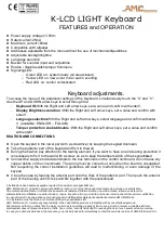 Preview for 2 page of AMC K-LCD LIGHT Features And Operation Manual