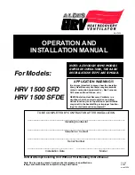 American Aldes 1500 SFDE Operation And Installation Manual preview