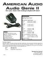 American Audio AUDIO GENIE II Specifications preview