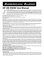 Предварительный просмотр 1 страницы American Audio HP 550 Snow User Manual