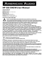 Предварительный просмотр 2 страницы American Audio HP 550 Snow User Manual