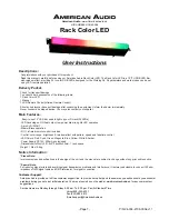 Предварительный просмотр 1 страницы American Audio RACK COLOR LED User Instructions