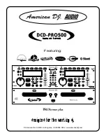 American DJ Audio DCD-PRO500 Instruction Manual предпросмотр