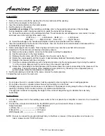 Preview for 3 page of American DJ Audio TTB-2010 User Instructions