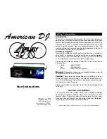 Preview for 1 page of American DJ 4-Play User Instructions
