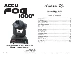 Preview for 1 page of American DJ Accu Fog 1000 User Instructions