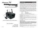Preview for 1 page of American DJ Fog Storm 700 User Instructions