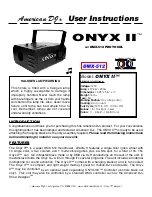 Preview for 1 page of American DJ Onyx II User Instructions