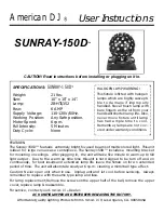 Preview for 1 page of American DJ Sunray-150D User Instructions