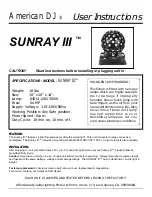Preview for 1 page of American DJ SUNRAY lll User Instructions