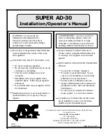 Preview for 1 page of American Dryer Corp. AD-30 (Export) Installation & Operator'S Manual