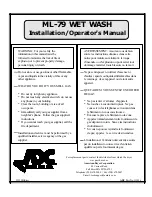 American Dryer Corp. Wet Wash ML-79 Installation & Operator'S Manual preview