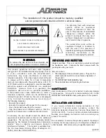 Preview for 3 page of American Dynamics AD1475A Installation And Operating Instructions Manual