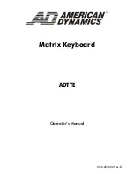 American Dynamics Matrix Keyboard Operator'S Manual preview