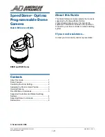 American Dynamics SpeedDome Optima Quick Reference Manual preview