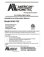 Preview for 1 page of American Hometec AHG-T42-LP Installation And Operation Manual