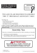 Preview for 2 page of American Legend 72'' BROOKDALE AIR HOCKEY TABLE AL1005W/F Assembly Instructions Manual