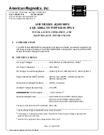 Preview for 1 page of American Magnetics 4Q05100PS Installation, Operation And Maintenance Manual