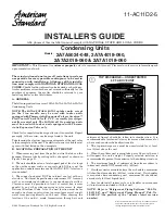 Preview for 1 page of American Standard 2A7A1018A Installer'S Manual