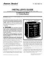 American Standard 2A7A3018-060A Installer'S Manual preview