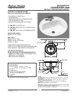 American Standard Acclivity Countertop Sink 3409.001 Specification Sheet предпросмотр