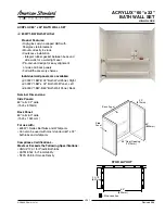 American Standard Acrylux 60"x 32" Bath Wall Set 6032Y1.BW Specification Sheet preview