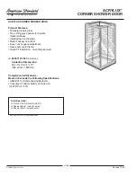 American Standard Acrylux Corner Shower Door H186 Product Features preview