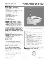 Предварительный просмотр 1 страницы American Standard Afwall FloWise ADA Retrofit 1.28 Flushometer Toilet 3355.128 Specification Sheet