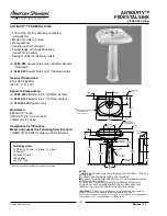 American Standard Antiquity 0224.014 Specification Sheet предпросмотр