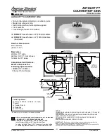 Preview for 1 page of American Standard Antiquity Countertop Sink 0554.012 Specifications