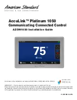 Preview for 1 page of American Standard AZON1050AC52ZA Installation Manual