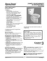 Предварительный просмотр 1 страницы American Standard Cadet 2386.012 Specifications