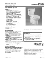 Предварительный просмотр 1 страницы American Standard Cadet 3 Elongated Toilet 2383.012 Specifications