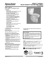 American Standard Cadet 3 FloWise Right Height Elongated Toilet 2835.128 Specifications предпросмотр