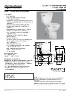 Предварительный просмотр 1 страницы American Standard Cadet 3 Round Front Total Toilet 2880.000 Features & Dimensions