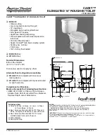 American Standard Cadet Elongated 14" Rough-In Toilet 2898.014 Features & Dimensions предпросмотр