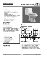 Предварительный просмотр 1 страницы American Standard Cadet Elongated One-Piece Toilet 2100.016 Specification Sheet