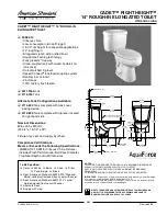 American Standard Cadet Right Height 14" Rough-In Elogated Toilet 2998.014 Features & Dimensions предпросмотр