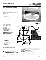 Предварительный просмотр 1 страницы American Standard Cadet Round Countertop Sink with Scotchgard 0427.444 Features & Dimensions